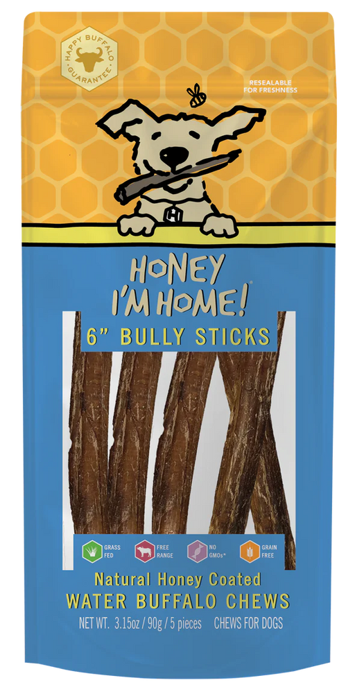 Honey I'm Home Dog Buffalo Bully Stick 5 Pack
