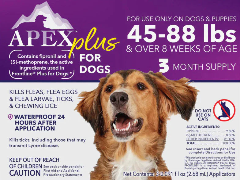 Apex Plus Flea and Tick Prevention for Dogs, 3-Month Supply