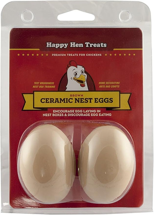 Happy Hen Ceramic Nest Eggs Brown 2 Pack