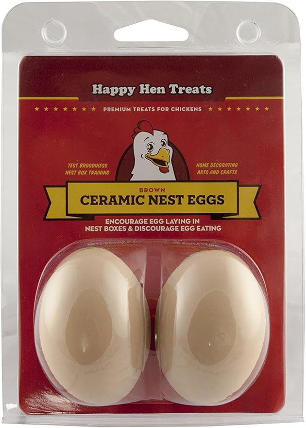 Happy Hen Ceramic Nest Eggs Brown 2 Pack