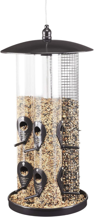 Nature's Yard Triple Tube Bird Feeder - Dark Grey, 3 Feeding Stations