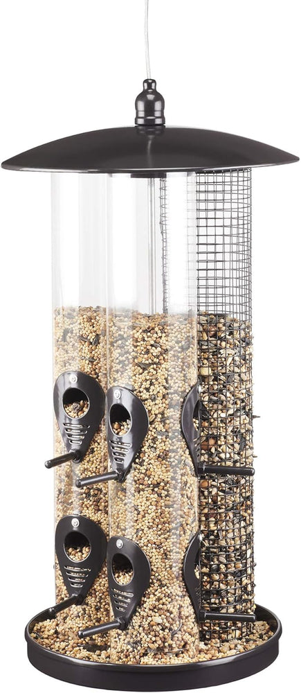 Nature's Yard Triple Tube Bird Feeder - Dark Grey, 3 Feeding Stations