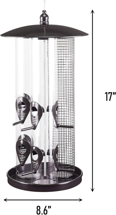 Nature's Yard Triple Tube Bird Feeder - Dark Grey, 3 Feeding Stations