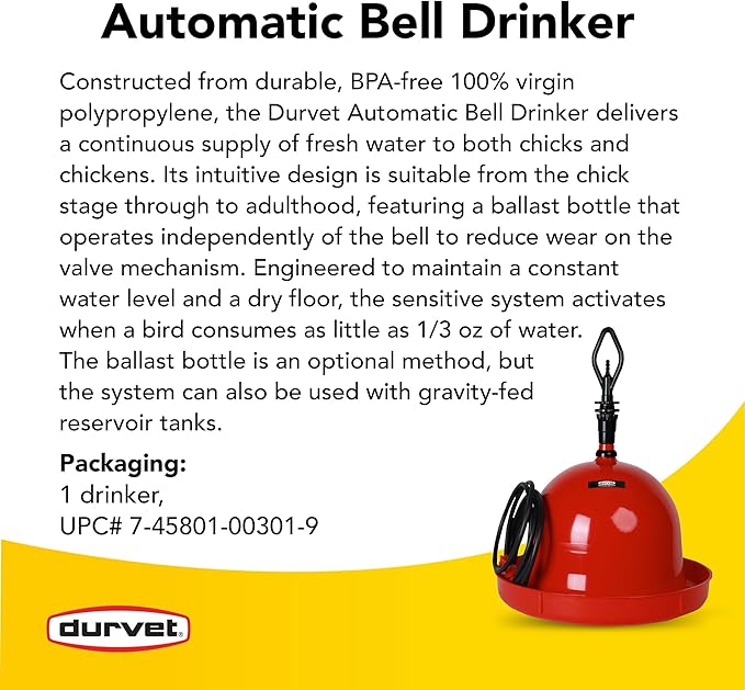 Durvet Automatic Bell Drinker Poultry Waterer