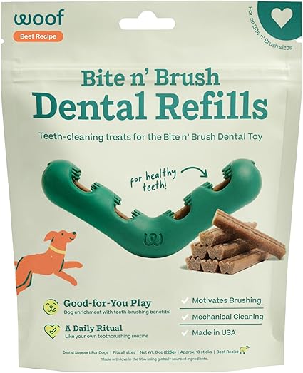 Woof Bite n' Brush Dental Refill Treats – 18 Count