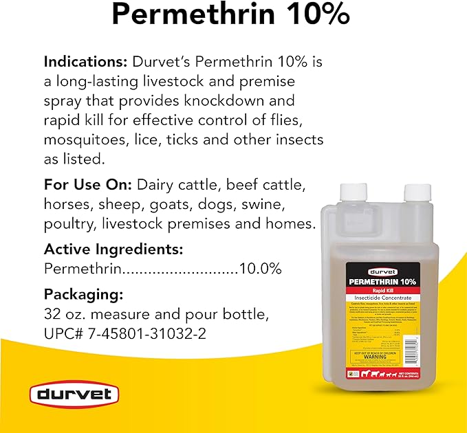 Durvet Permethrin 10% Rapid Kill Insecticide Concentrate - 32 oz