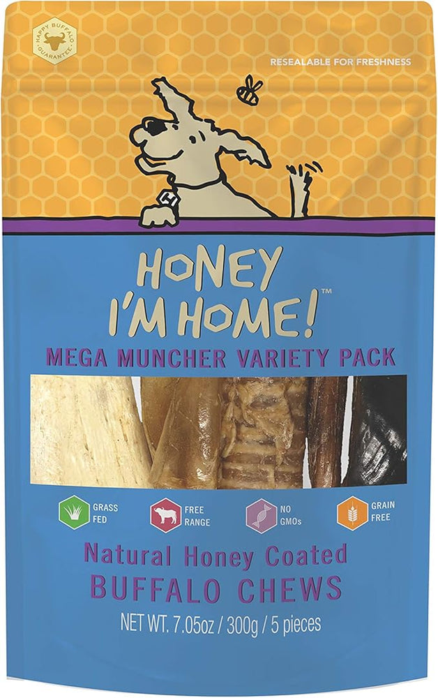 Honey I'm Home Mega Muncher Variety Pack Honey Coated Buffalo Chews