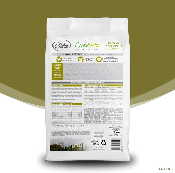 NutriSource PureVita Duck & Red Lentils Recipe Cat Food
