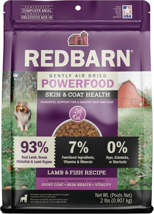 Redbarn Gently Air Dried Powerfood Skin & Coat Lamb & Fish Recipe Dog Food, 2 lb