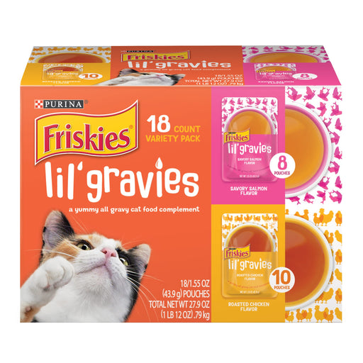 Purina Friskies Lil’ Gravies Salmon & Chicken 18-Pack Case
