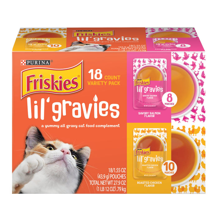 Purina Friskies Lil’ Gravies Salmon & Chicken 18-Pack Case
