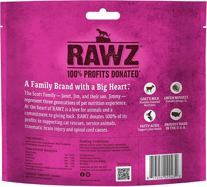 Rawz Salmon & Goat's Milk Freeze Dried Cat Treat 1oz