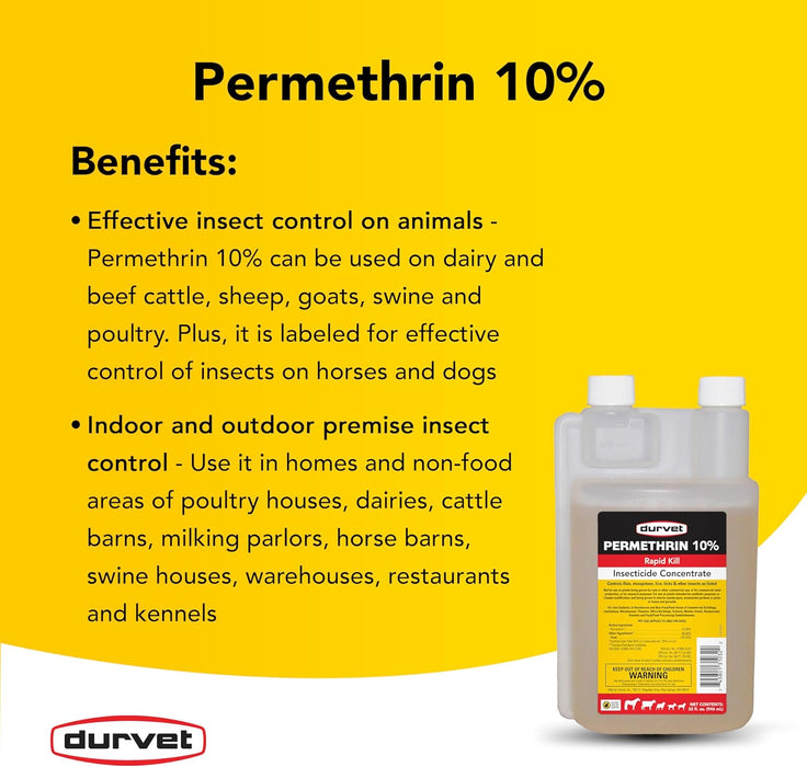 Durvet Permethrin 10% Rapid Kill Insecticide Concentrate - 32 oz