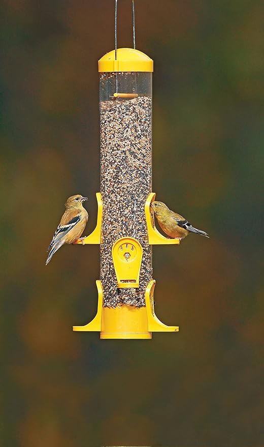 Stokes Select Thistle Tube Bird Feeder with Six Feeding Ports, Yellow, 1.6 lb Capacity