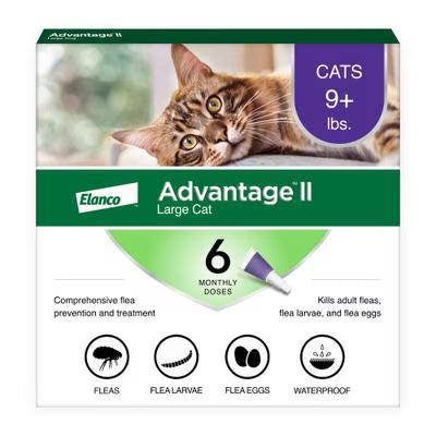 Advantage II Flea Spot Treatment for Cats, over 9 lbs, 6 Doses