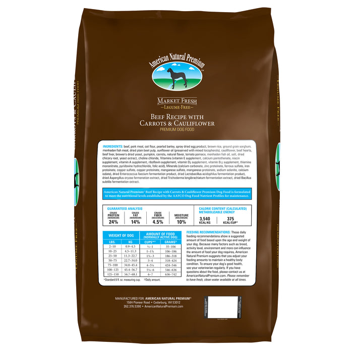 American Natural Premium Market Fresh Legume-Free Beef with Carrots & Cauliflower Dry Dog Food