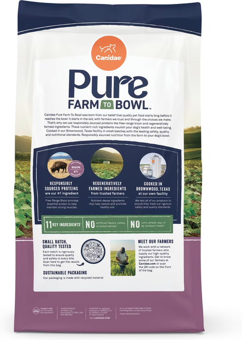 Canidae Pure Farm to Bowl Free-Range Bison, Lentil & Carrot, Adult, Grain-Free Dry Dog Food