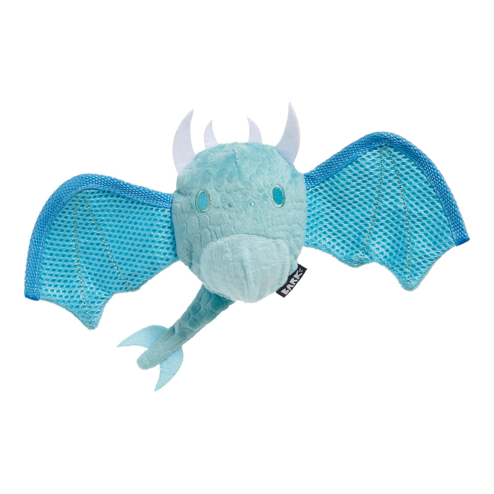 BARK Brrrtha the Dragon Hard Core Tough Dog Chew Toy, Blue, Small