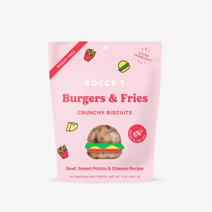 Bocce's Bakery Burgers & Fries Recipe Biscuit Dog Treats