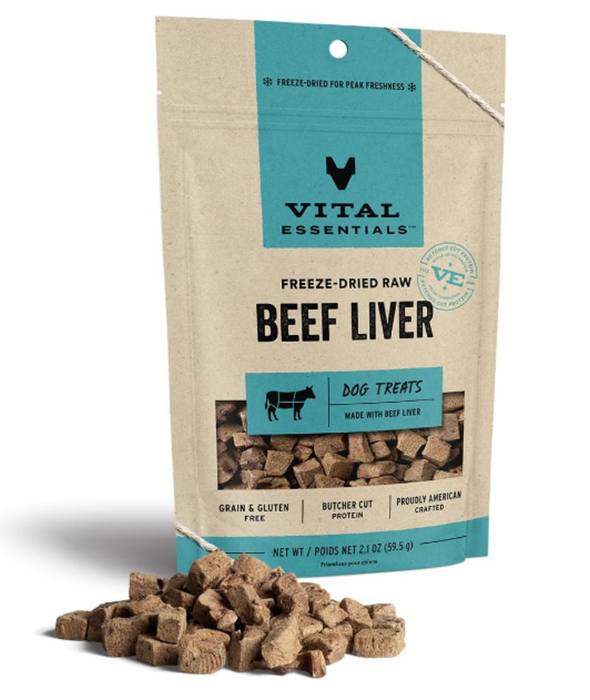 Vital Essentials Freeze Dried Grain Free Beef Liver Limited Ingredient Dog Treats