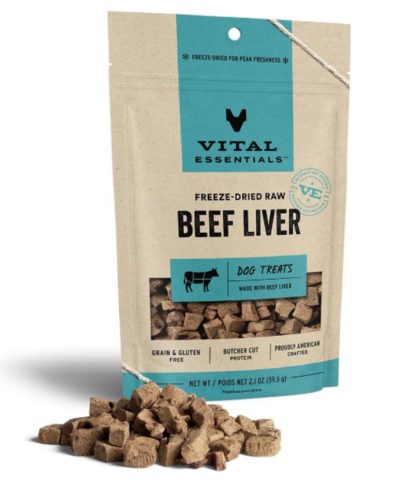 Vital Essentials Freeze Dried Grain Free Beef Liver Limited Ingredient Dog Treats