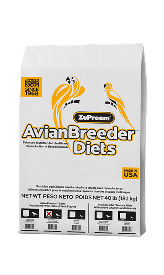 Zupreem AvianBreeder FruitBlend Flavor Food with Natural Flavors for Parrots and Conures