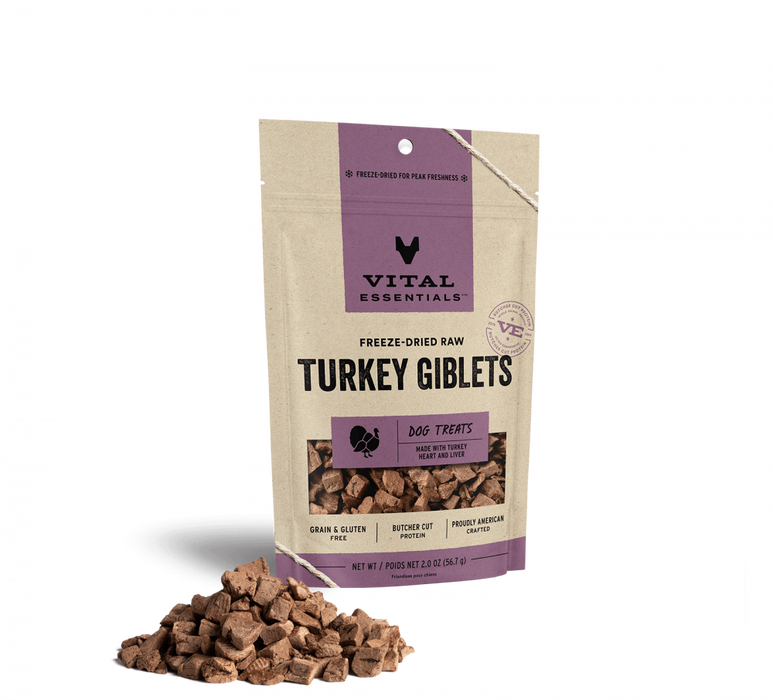 Vital Essentials Freeze Dried Turkey Giblets Vital Treats for Dogs