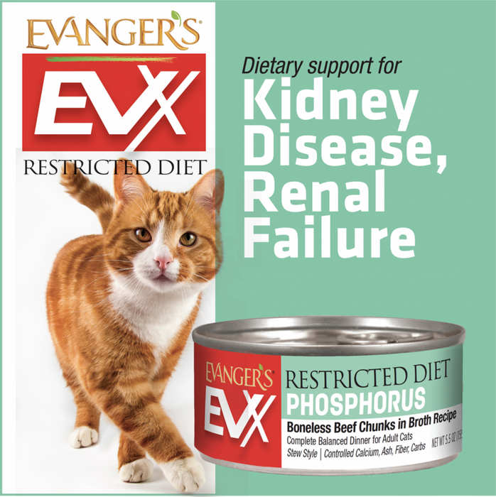 Evangers EVX Restricted Diet Low Phosphorus Boneless Beef for Cats