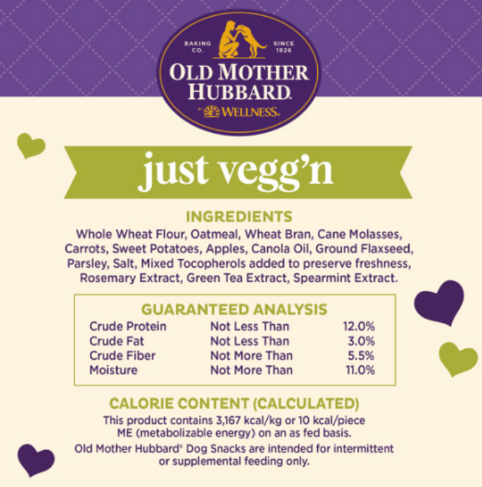 Old Mother Hubbard Crunchy Classic Natural Just VeggN Mini Biscuits Dog Treats