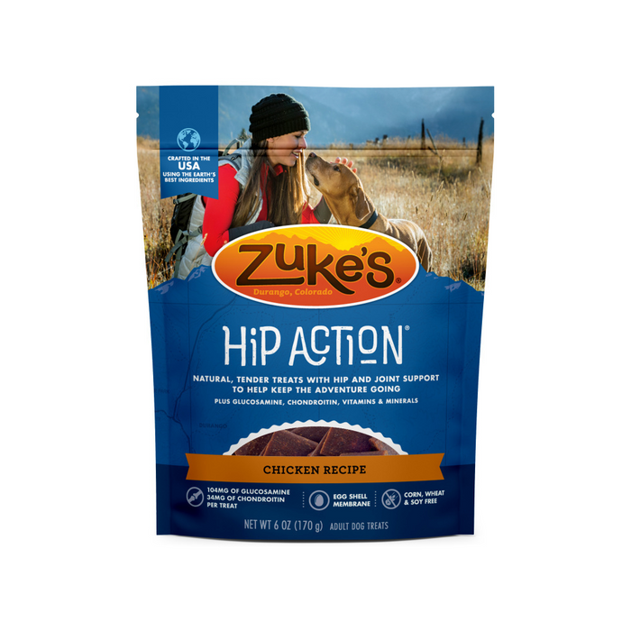 Zukes Hip Action Peanut Butter and Oats Dog Treats with Glucosamine and  Chondroitin