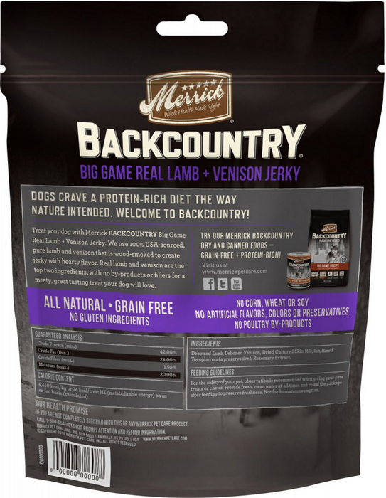 Merrick Backcountry Big Game Grain Free Real Lamb & Venison Jerky Dog Treats