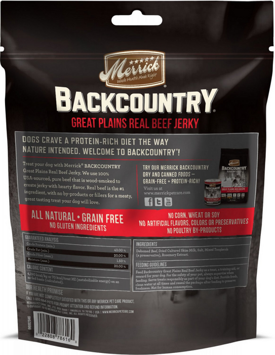 Merrick Backcountry Great Plains Grain Free Real Beef Jerky Dog Treats