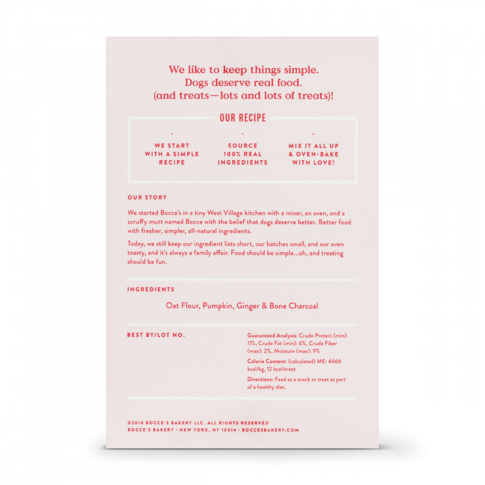 Bocce's Bakery Daily Support Pumpkin & Ginger Recipe Functional Belly Biscuit Dog Treats