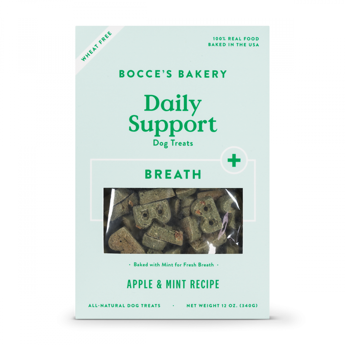 Bocce's Bakery Daily Support Apple & Mint Recipe Functional Breath Biscuit Dog Treats