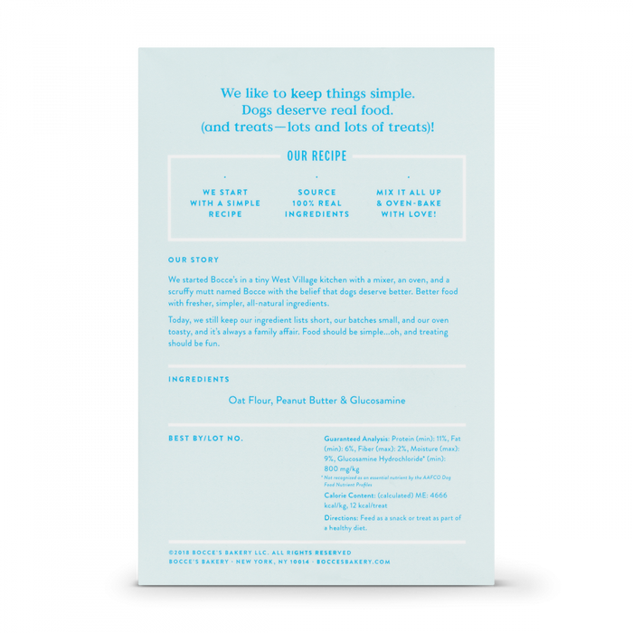 Bocce's Bakery Daily Support Peanut Butter Recipe Functional Hip & Joints Biscuit Dog Treats