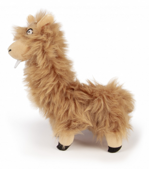 Go Dog Buck Tooth Llama with Chew Guard Technology Durable Plush Dog Toy Tan