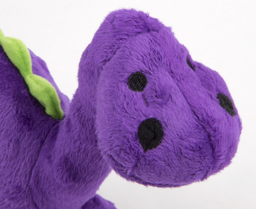 Go Dog Dinos Bruto with Chew Guard Technology Durable Plush Squeaker Dog Toy Purple
