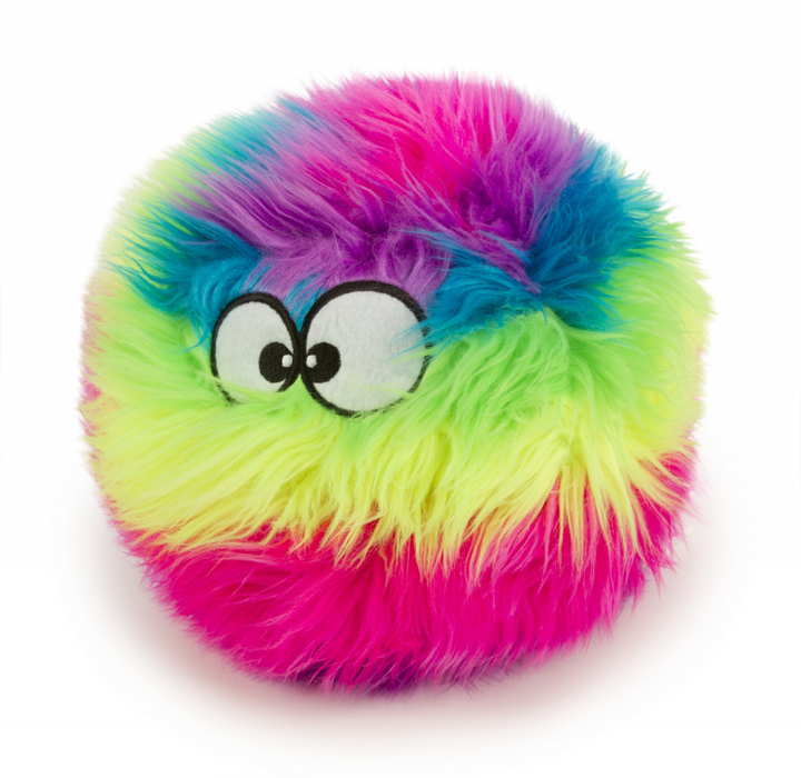 Go Dog Furballz with Chew Guard Technology Durable Plush Squeaker Dog Toy Rainbow