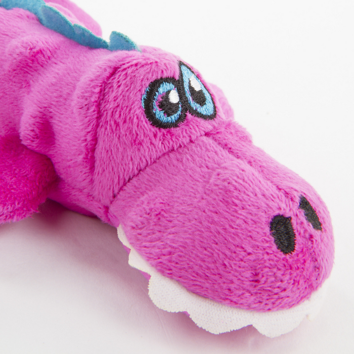 Go Dog Gators with Chew Guard Technology Durable Plush Squeaker Dog Toy Pink Mini Just for Me