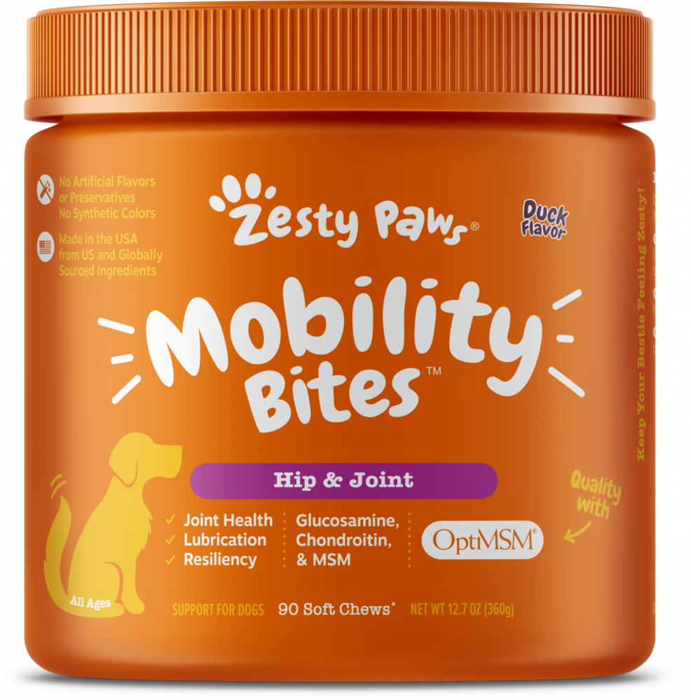 Zesty Paws Mobility Bites Duck Flavor Hip & Joint Support Soft Chews For Dogs