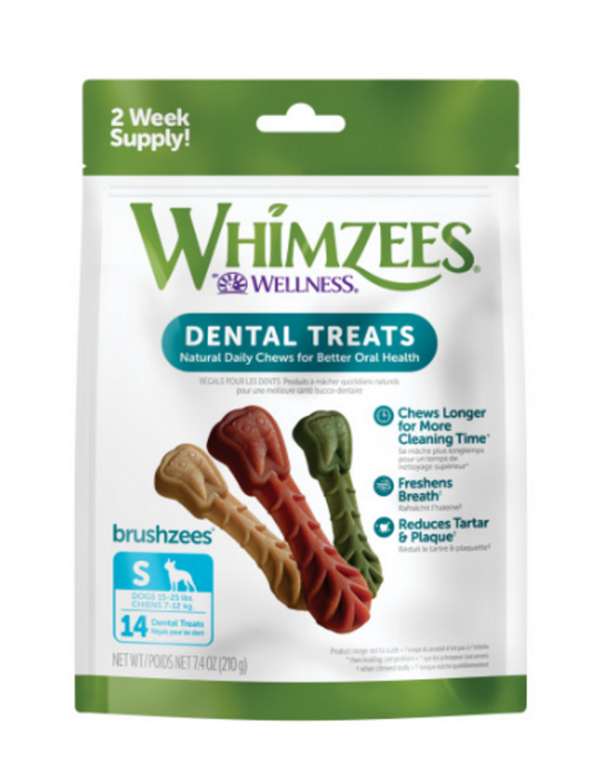 Whimzees Daily Use Brushzees Small Pack Dental Dog Treats