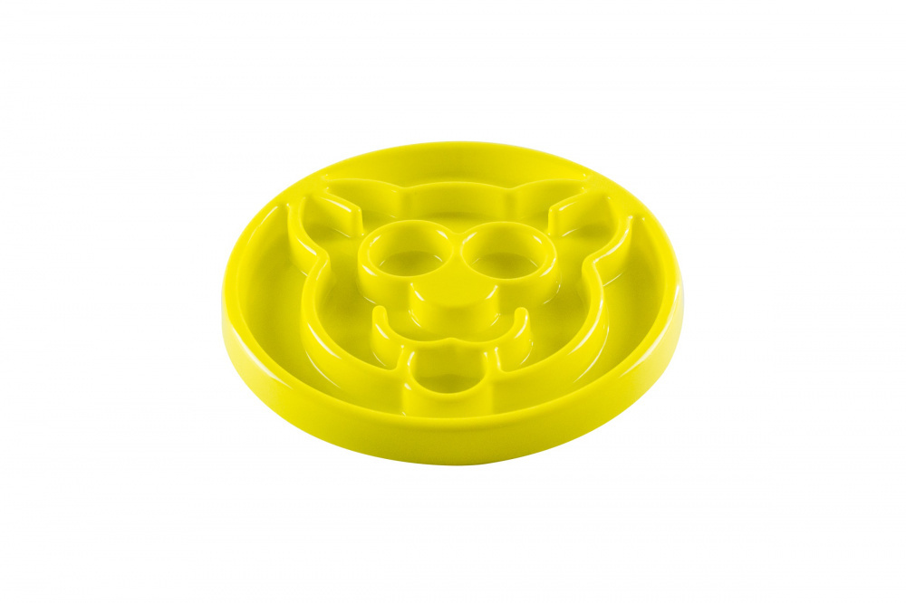 BeOneBreed Yellow Slow Feeder Cat Food Bowl