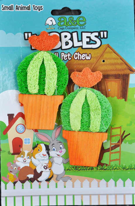 A & E Nibbles Loofah Barrel Cactus Small Animal Toy