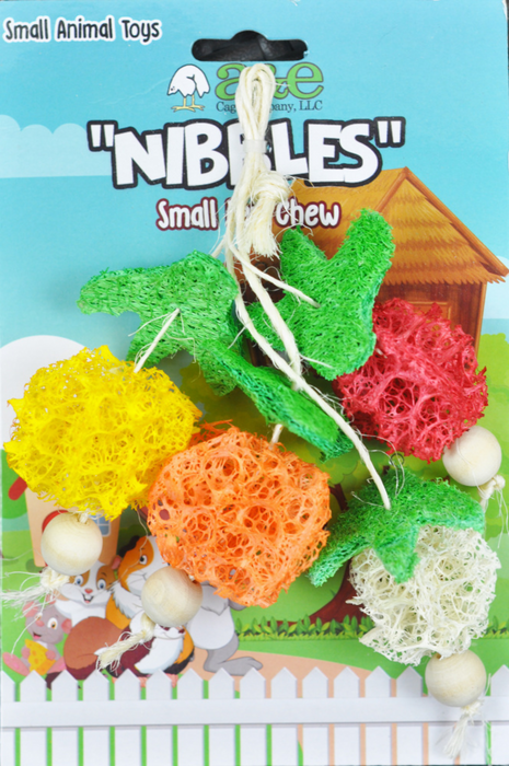 A & E Nibbles Loofah Bunch Fruit Small Animal Toy