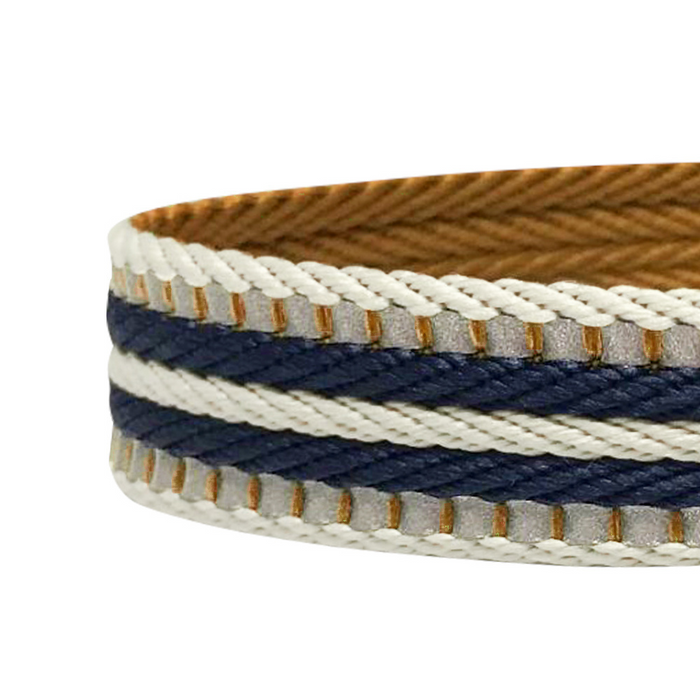 Blueberry Pet 3M Reflective Olive & Blue-gray Stripe Safety Training Martingale Dog Collar