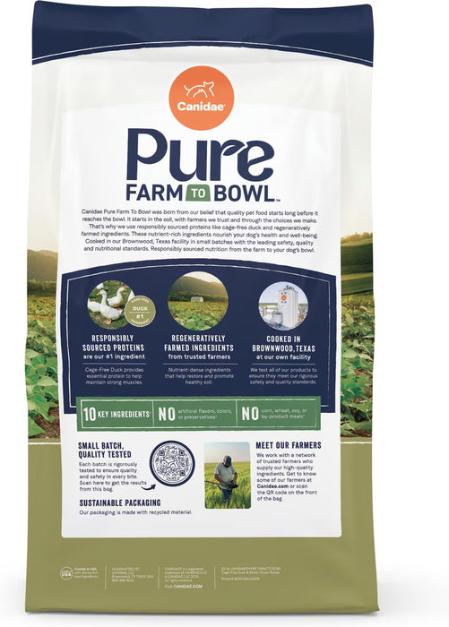 Canidae Pure Farm to Bowl Cage-free Duck & Sweet Potato, Adult, Grain-Free Dry Dog Food
