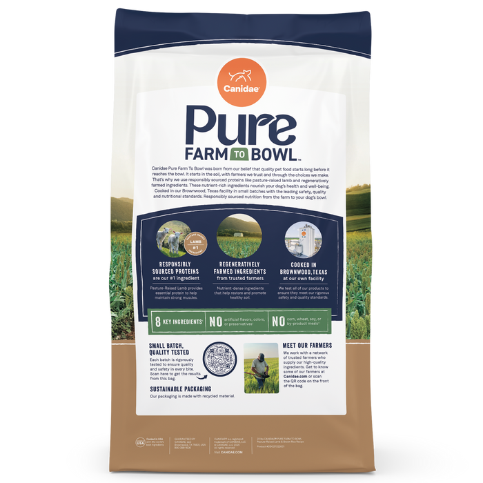 Canidae Pure Farm To Bowl Pasture-Raised Lamb & Brown Rice Recipe Adult Dry Dog Food