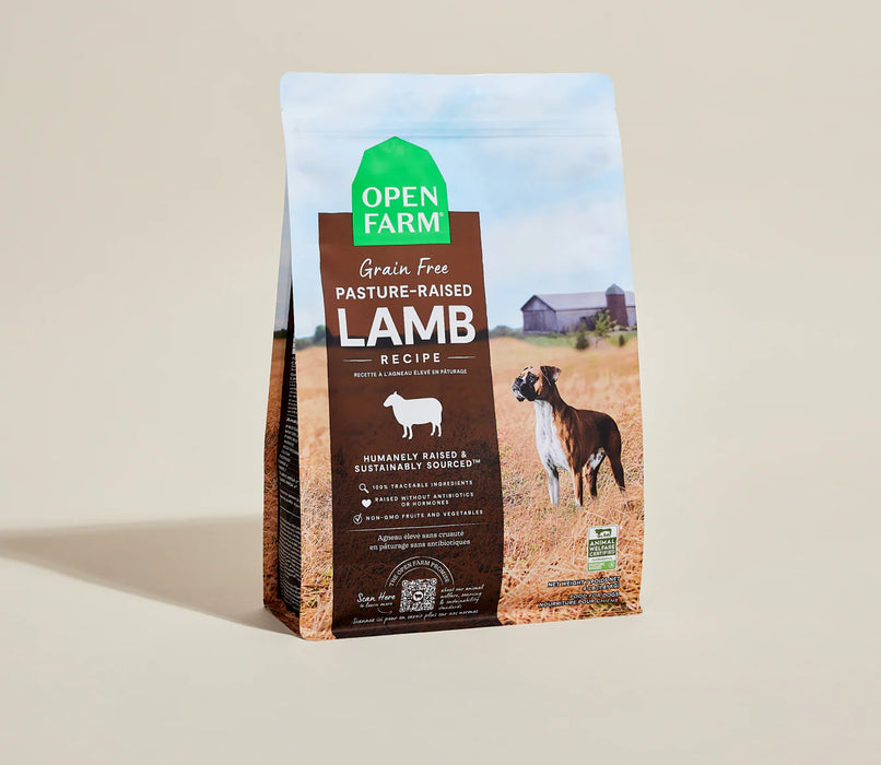 Open Farm Grain Free Kibble Dry Dog Food, Pasture Raised Lamb 22lb bag