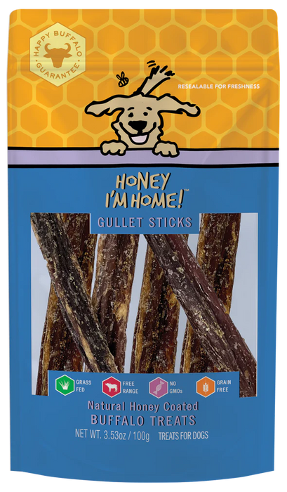 Honey I'm Home Dog Natural Honey Coated Buffalo Treat Gullet Sticks 3.53oz