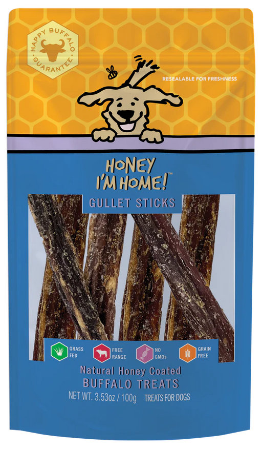 Honey I'm Home Dog Natural Honey Coated Buffalo Treat Gullet Sticks 3.53oz
